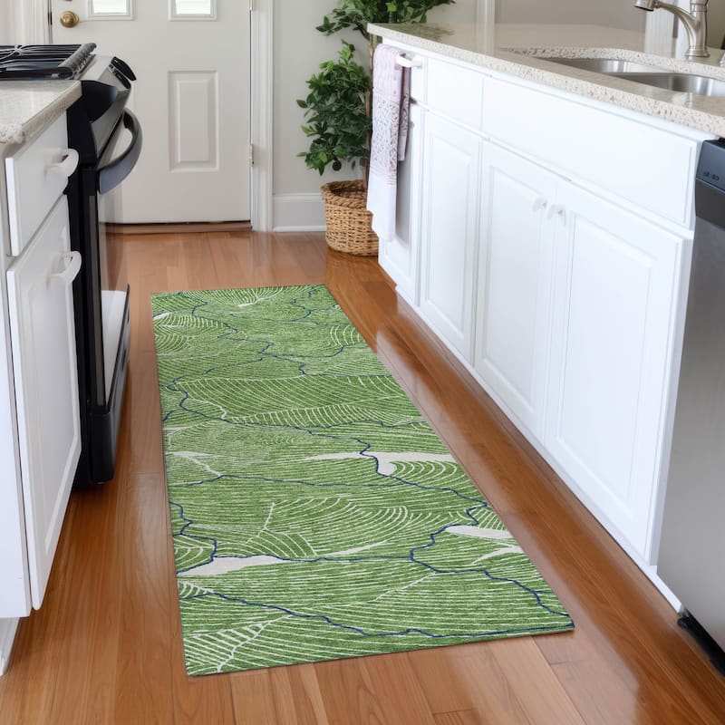 Premium Washable Super Soft Contemporary Puzzle Mayfield Rug - Green - 2'3" x 7'6"