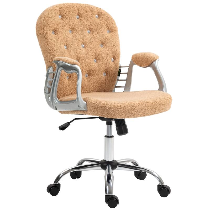 Teddy Home Office Chair with Button Tufted Design, Adjustable Height, and Swivel Wheels for Desk or Study
