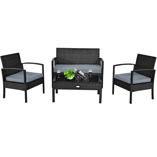 Costway 4 pc discount rattan patio furniture