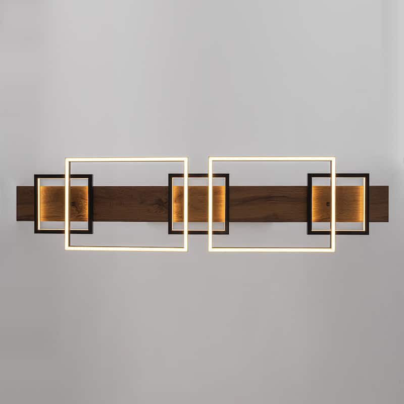 3/5-Light Integrated LED Linear Wood Chandelier Kitchen Island Pendant Light
