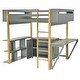 preview thumbnail 8 of 17, Stylish & Simple Full Size Wood Loft Bed With Built-in Storage Cabinet and Cubes, Foldable desk, Sturdy Construction, Grey
