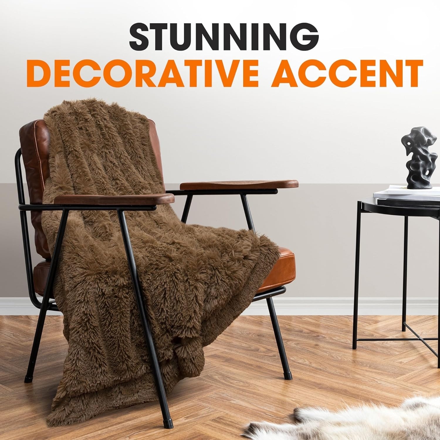 Cheer Collection Reversible Faux Fur Accent Throw Blanket-image