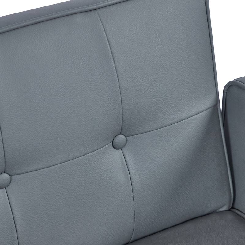 Convertible Sofa Bed Adjustable PU Leather Couch Sleeper Modern Recliner Reversible Loveseat Folding Daybed Guest Bed