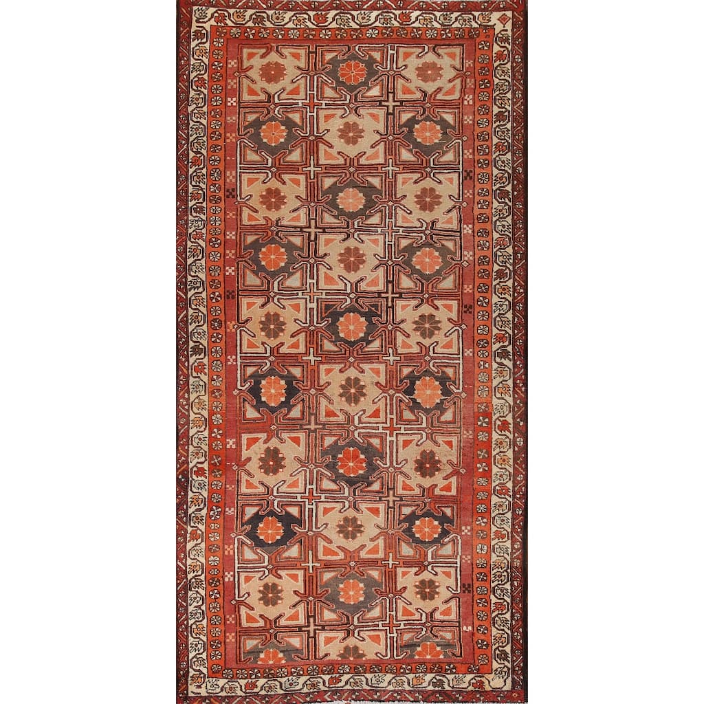 Vegetable Dye Beige Meshkin Persian Vintage Rug Handmade Wool Carpet - 4'10"x 9'10"