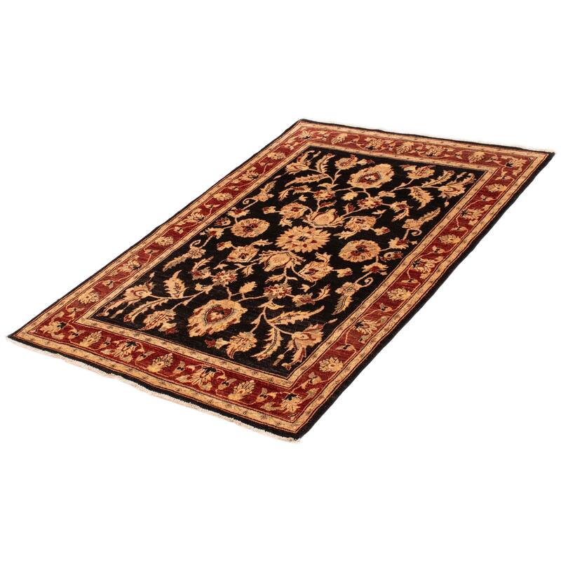 ECARPETGALLERY Hand-knotted Chobi Finest Black Wool Rug - 4'9 x 7'0