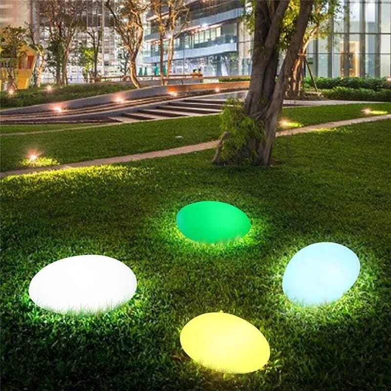 Indoor & Outdoor Chargeable Solar Garden Light - 12" Cobblestone Shape