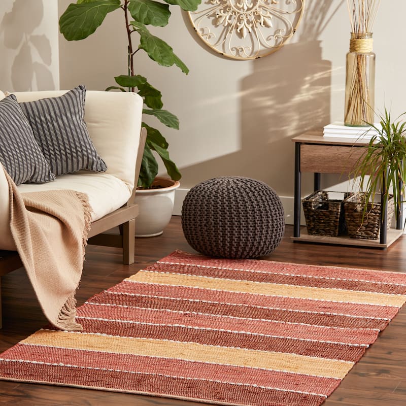 Stonewash Blue Slim Stripe Cotton Chindi Rug 2Ft 3Inx6Ft