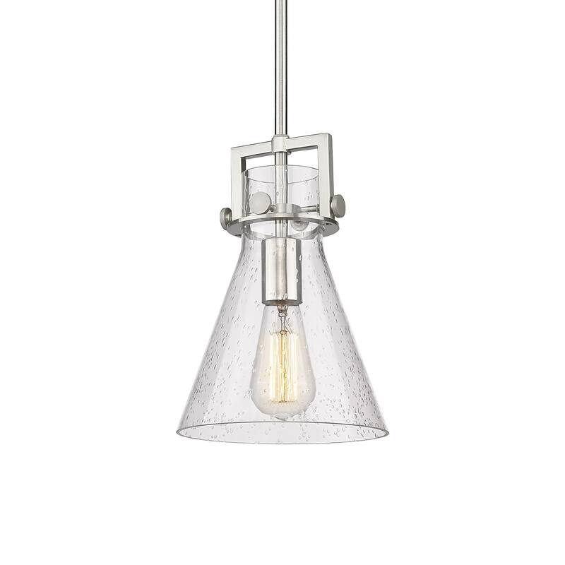 Innovations Lighting 411-1SS-11-8 Newton Cone Pendant Newton Cone 8" - Satin Nickel / Seedy