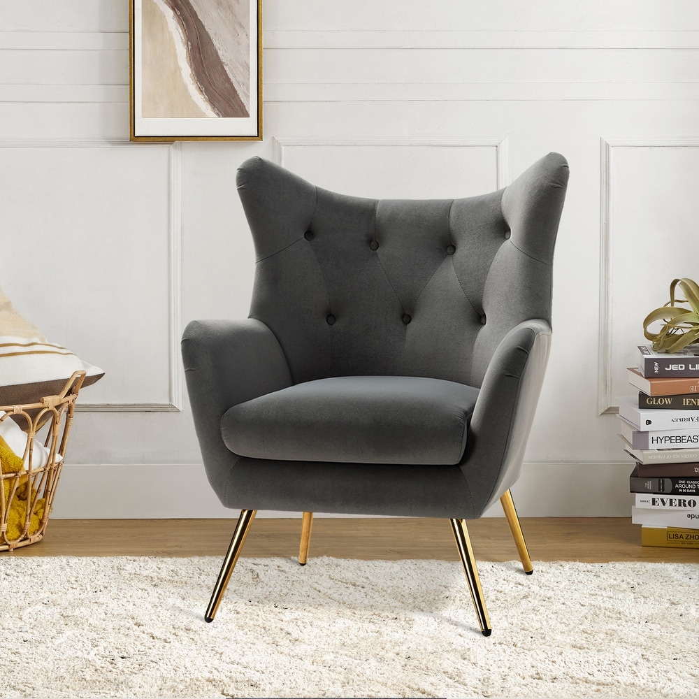 Furniture of america lysa grey wingback accent chair shop