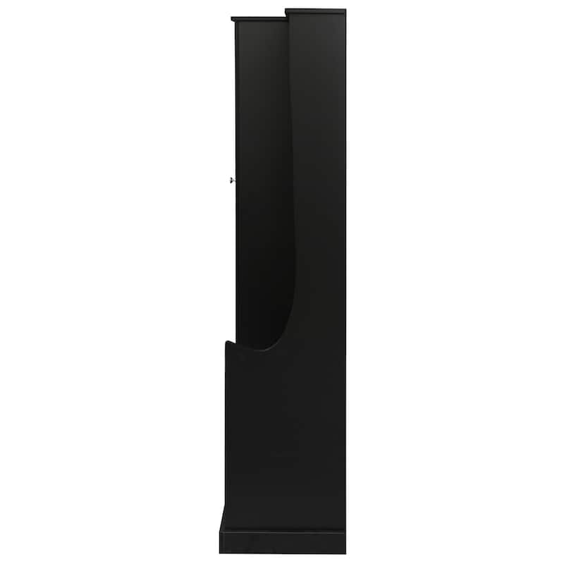 Shoe Cabinet with Flip-Up Bench, Adjustable Shelves and Hanging Hooks - 15.24"W x 47.24"H x 35.55"D