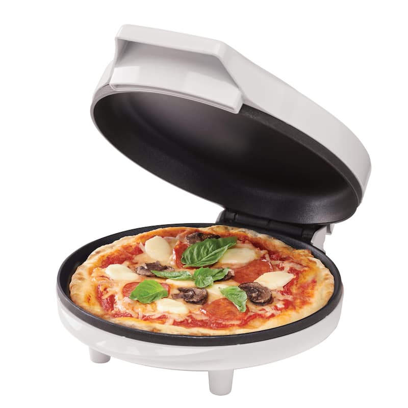 Betty Crocker 8" Travel Pizza Maker Plus, Indoor Electric Grill With Insulated Travel Bag - White