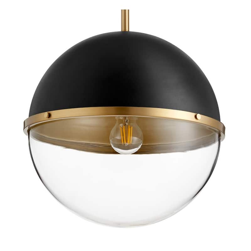 Quorum International 15" Wide Pendant - Noir / Aged Brass