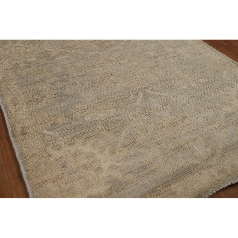 Grey Vegetable Dye Oushak Turkish Runner Rug Handmade Wool Carpet - 2'10" x 9'8"