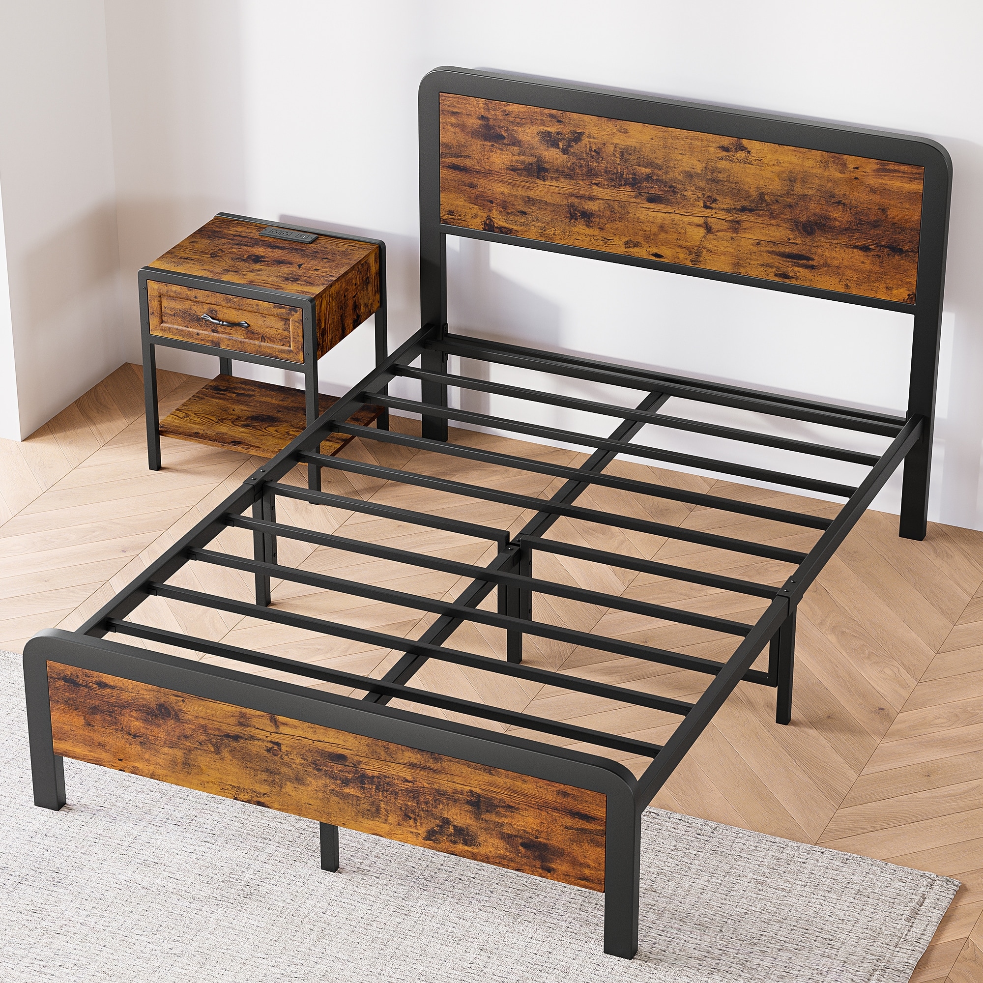 Wood and top steel headboard