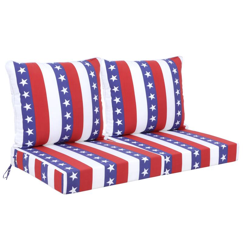 24x24 Inch Outdoor Deep Seat Cushion Set-Waterproof Fade-Resistant Patio With Removable Covers,Adjustable Straps & Handles - Multi