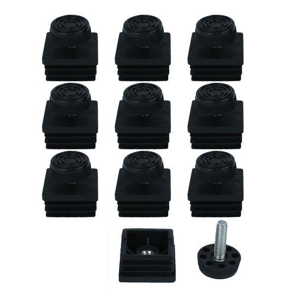 Leveling Feet 38 x 38mm Square Tube Inserts Kit Furniture Glide Adjustable Leveler for Sofa Chair Leg 10 Sets
