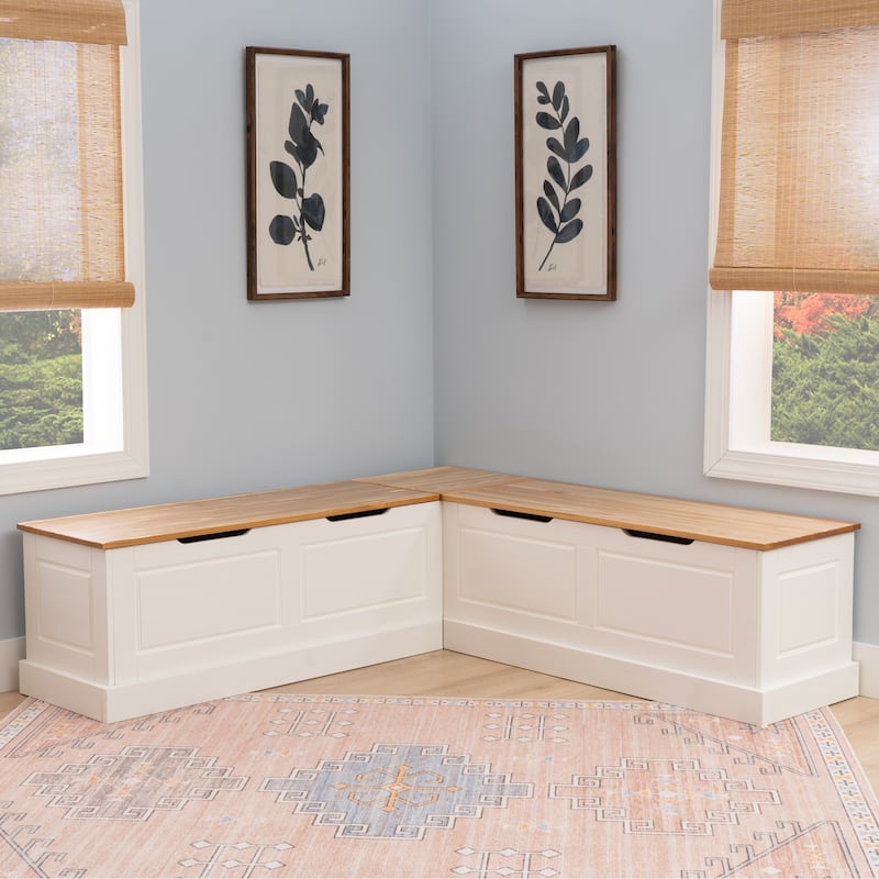 Josie L-shaped Backless Breakfast Nook Bench - Natural/White