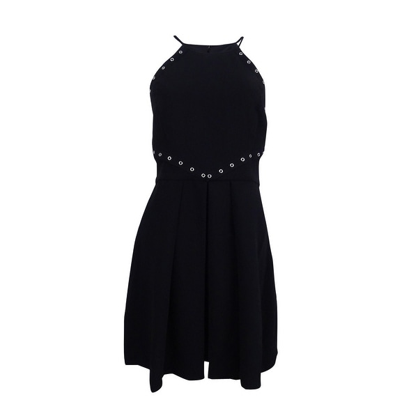 long black fit and flare dress