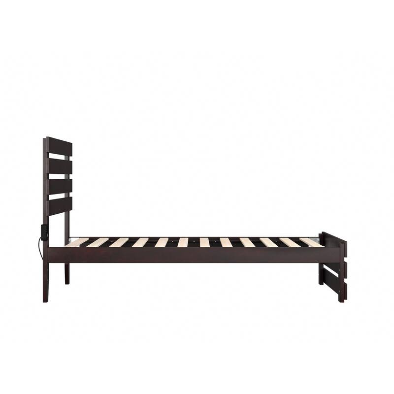 Twin Bed with Footboard - Rustic Recluse Espresso Finish - Solid Wood Bed Frame