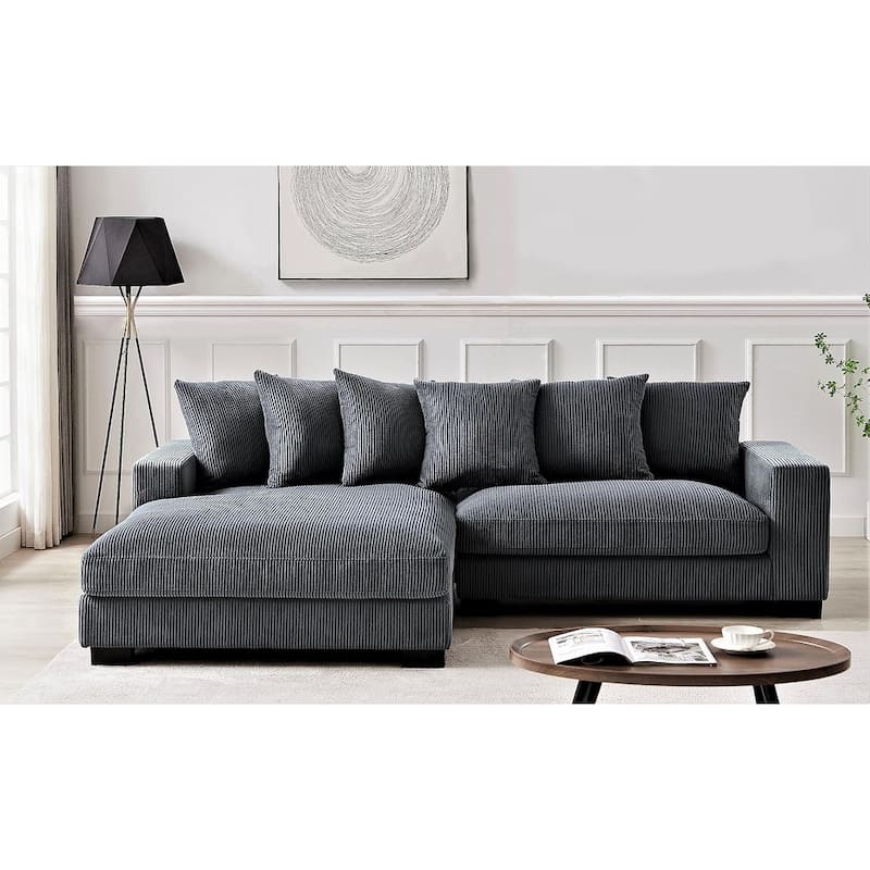 Payan 102.4 inch Wide Corduroy 2-Piece Sectional Sofa - Grey - Left Facing
