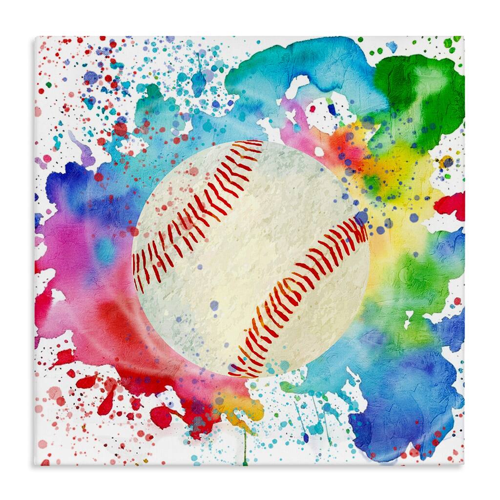 Stupell Colorful Splash Baseball Canvas Wall Art Design By Kim Allen