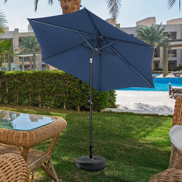 ainfox patio umbrella 7.5FT Outdoor Table Umbrella,Market Umbrella with Push Button Tilt and Crank for Garden, Lawn, Deck, Backyard & Pool Gray coated steel pole to resist rust Ainfox 10ft Patio Umbrella with