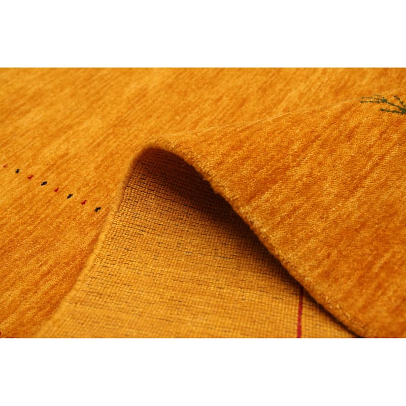 ECARPETGALLERY Hand Loomed Kashkuli Gabbeh Light Orange Wool Rug - 4'11 x 8'0