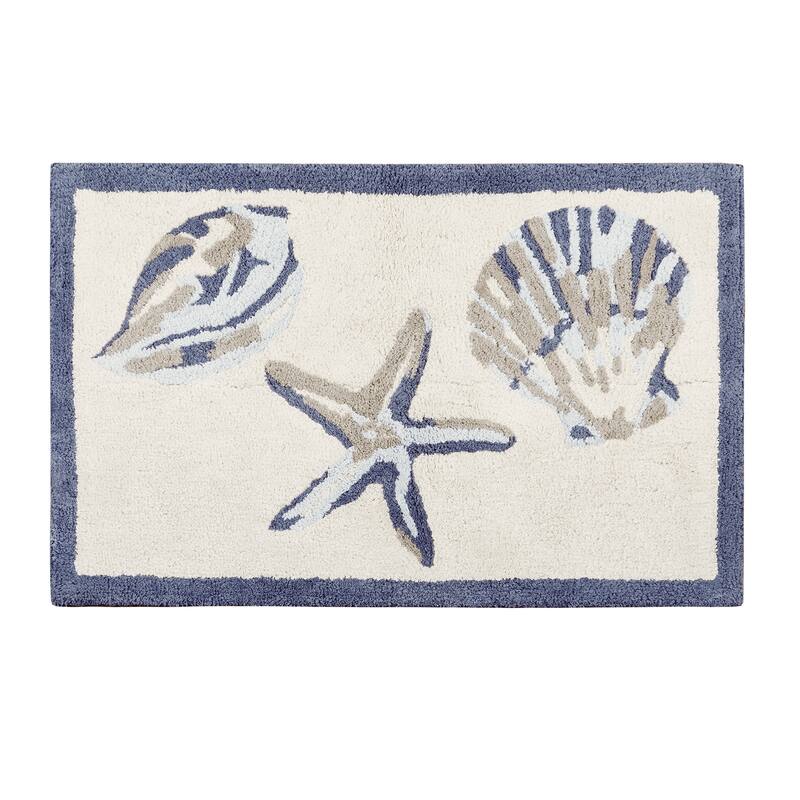 Madison Park Nantucket Blue Cotton Tufted Runner
