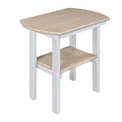 OS Home and Office Model Oval End Table in Weatherwood with a White Base