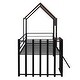 preview thumbnail 21 of 37, Metal House Bunk Bed with Roof and Guardrails, Twin Size