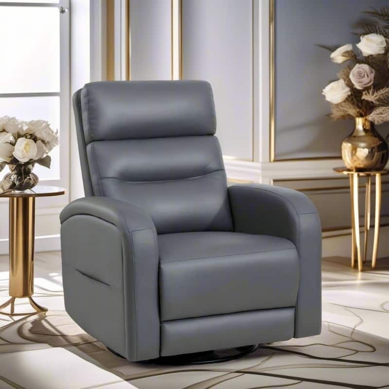 Aemeios Faux Leather Swivel Glider Rocker Manual Recliner - Grey - Faux Leather