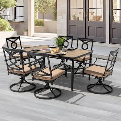 Patio 7-Piece Outdoor Dining Set with Cushions, Swivel Design