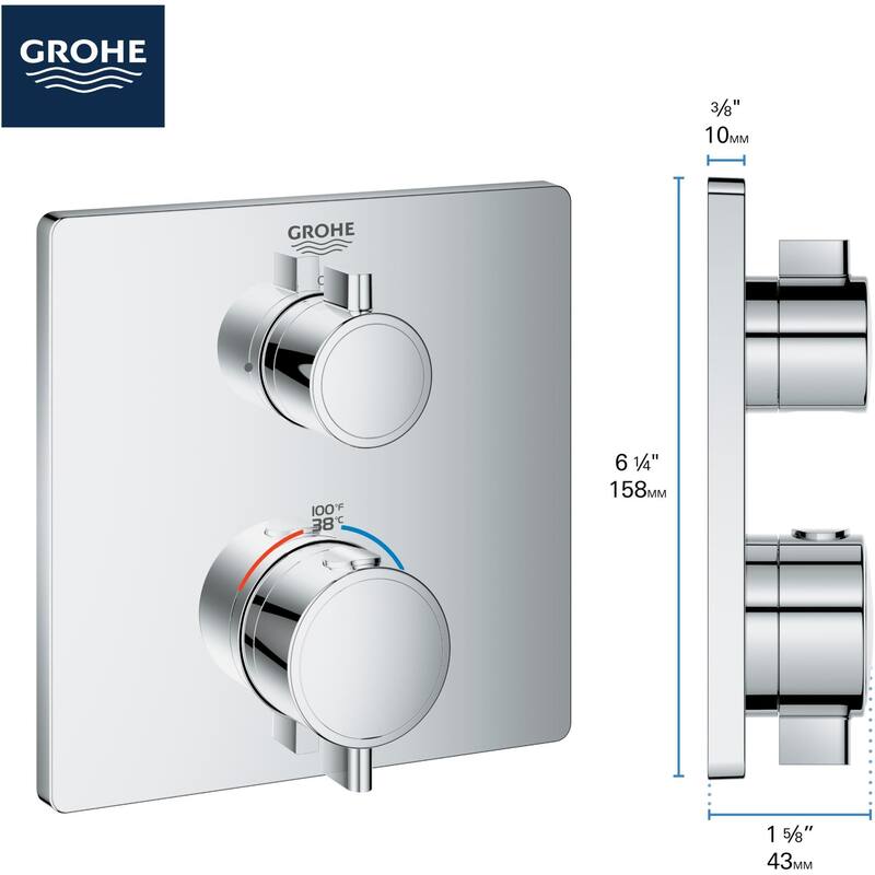 Grohe Grohtherm Dual Function Thermostatic Valve Trim Only with Double