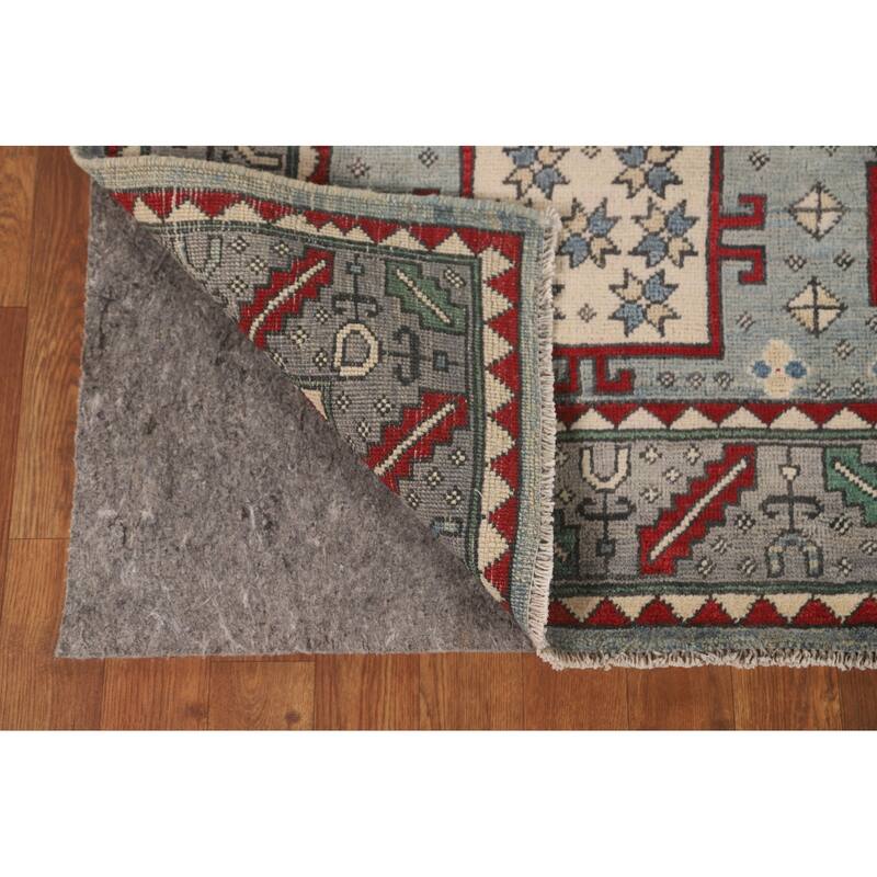 Geometric Kazak Oriental Rug Hand-Knotted Wool Carpet - 5'0" x 6'9"