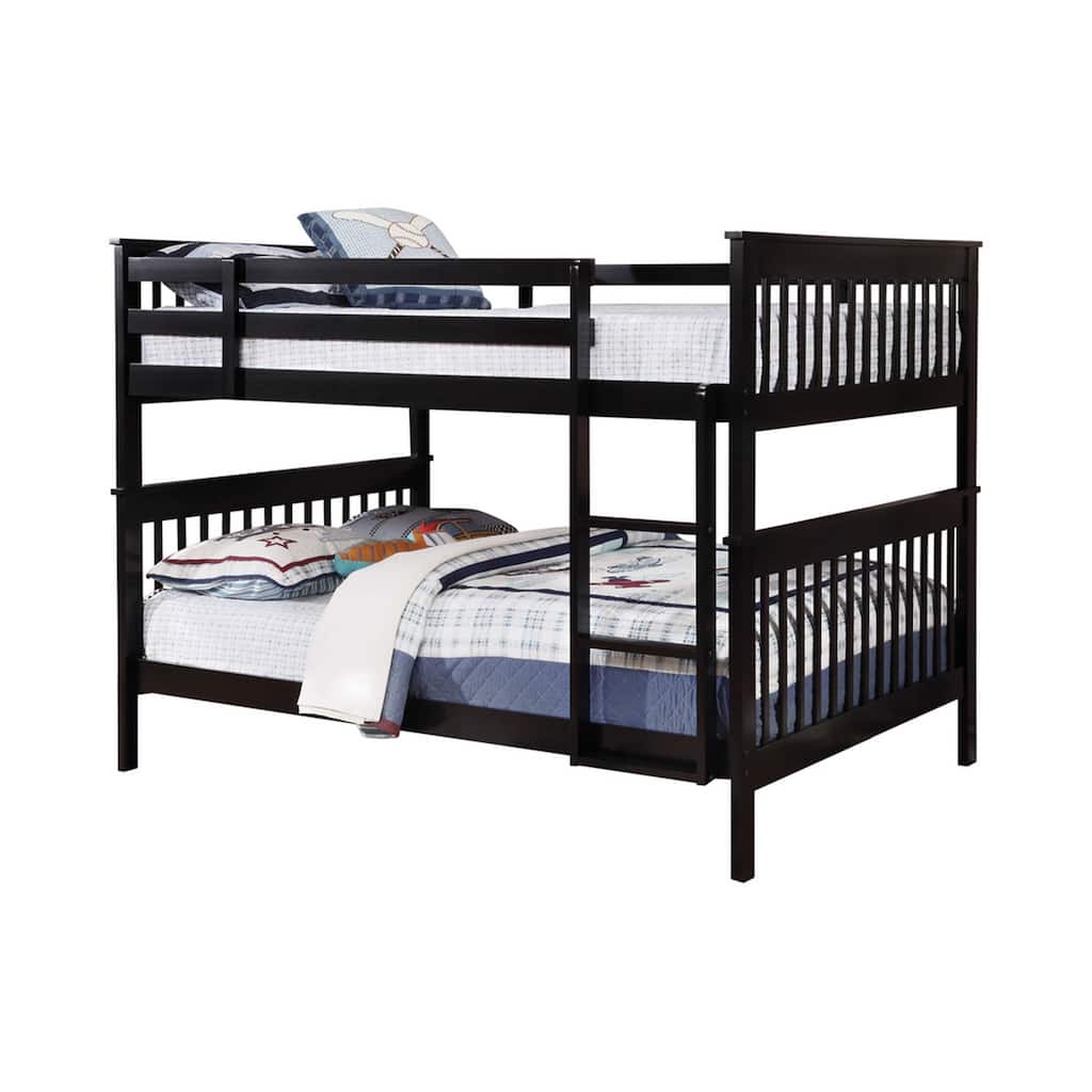 Mission Style Full over Full Bunk Bed with Attached Ladder, Black
