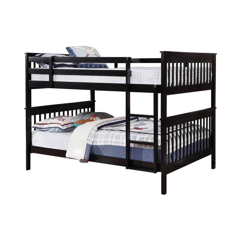 Mission Style Full over Full Bunk Bed with Attached Ladder, Black