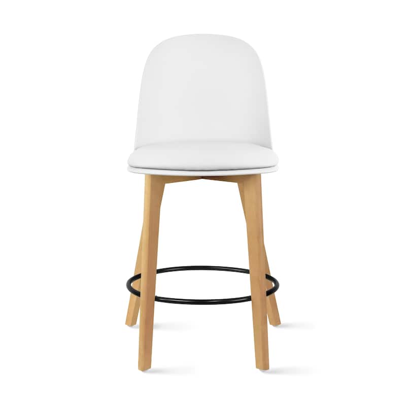 Set of 2 Designer Eiffel Chairs Counter Stools With Backs Side Molded Shell Kitchen Office Dining Dowel Bar Patio