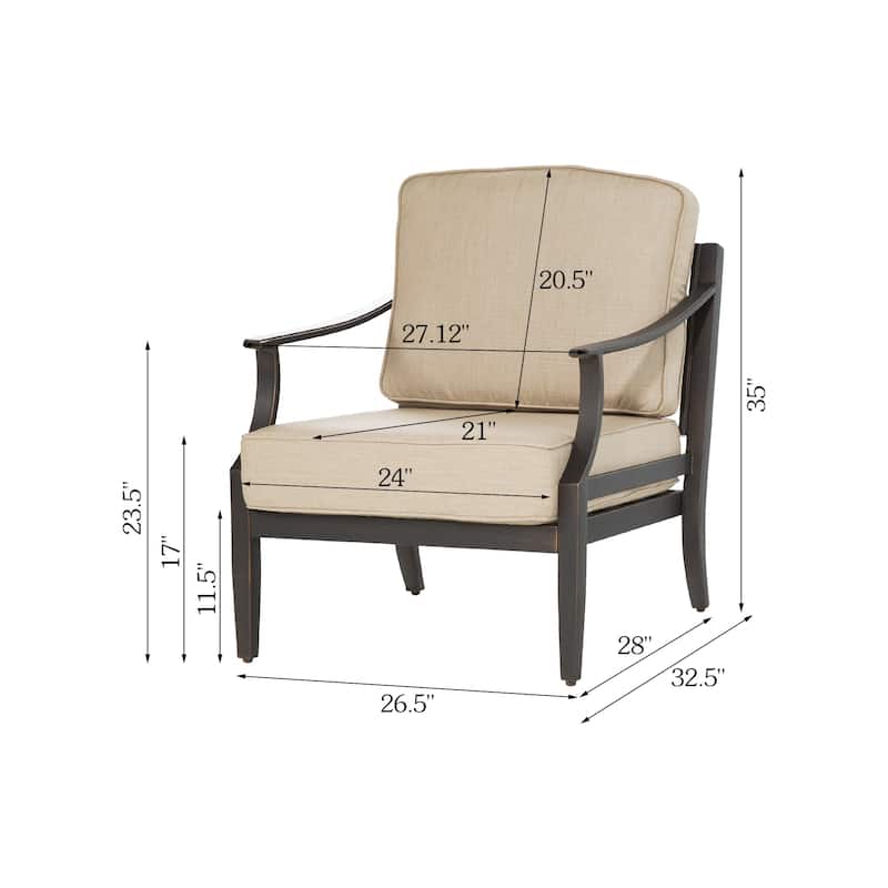 Patio Aluminum Conversation Sofa Set With Sunbrella Cushions