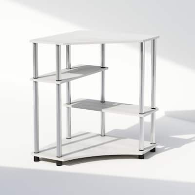4 Tiers Wood Household Shelving Unit in Oak/Stainless Steel (31.1 in. W x 28.5 in. H x 22.5 in. D) - 31.1