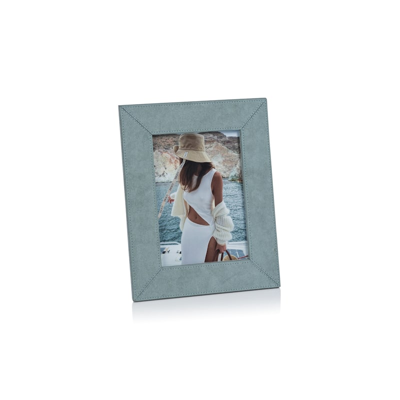 Carpi Suede Lux Photo Frame - Cote D'Azur Blue - 5" x 7"