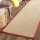 SAFAVIEH Natural Fiber Oceana Herringbone Seagrass Rug - 2'6" x 10' Runner - Natural/Red