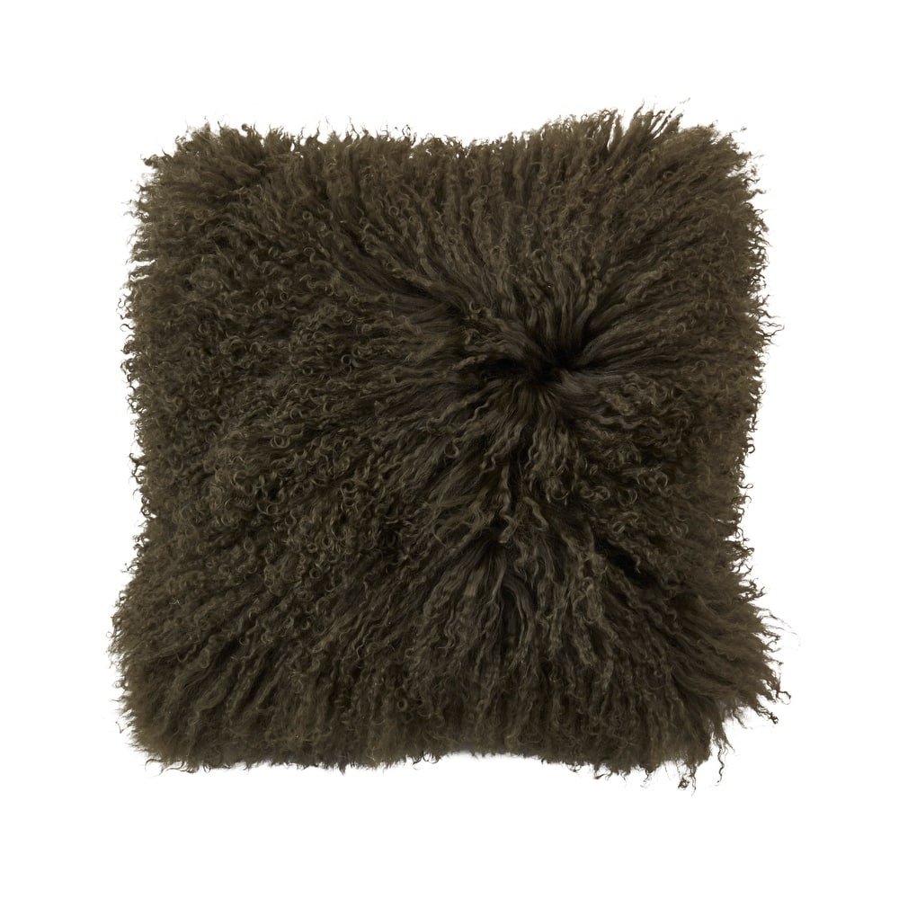 Wool Mongolian Lamb Fur Decorative Throw Pillow