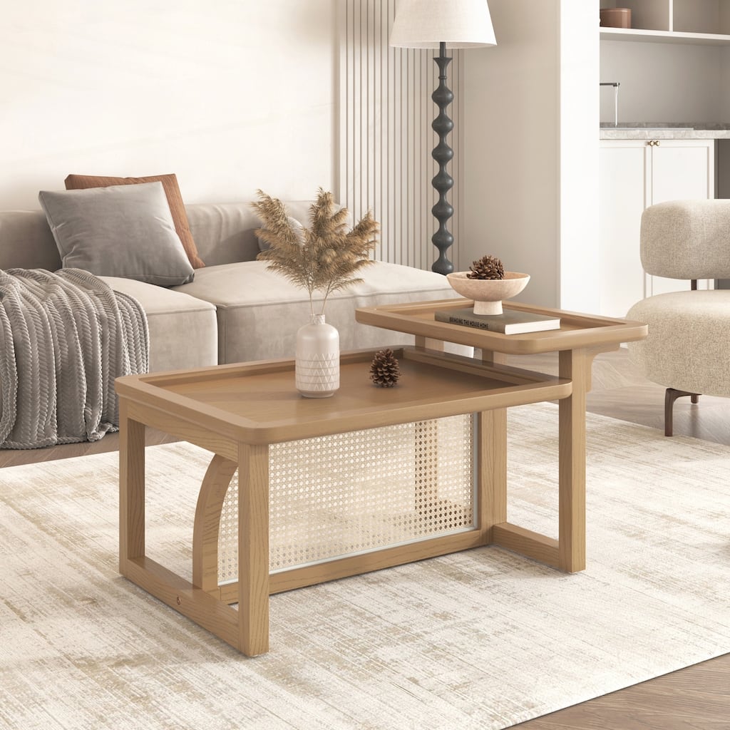 Modern 2 Piece Nesting Coffee Table Set