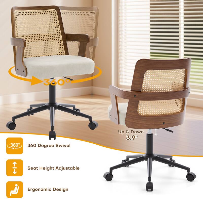 Swivel Home Office Chair Adjustable Height Desk Chair with Wheels and Armrests - 32.7"-36.6"H x 19.9"W x 22.8"D