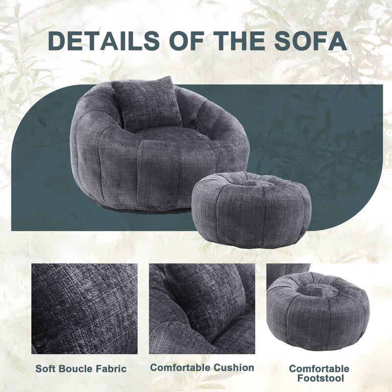 HOMEFUN Comfortable Beanbag sofa, with memory foam filler, can rotate super large round sofa