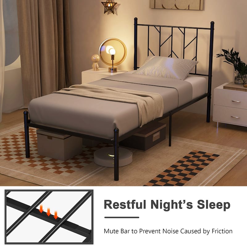 Costway Full/Qween/Twin Size Metal Platform Bed Frame Vintage