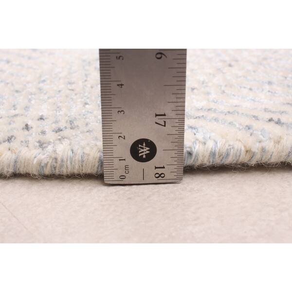 ECARPETGALLERY Hand Loomed Pearl Light Denim Blue Viscose, Wool Rug 6