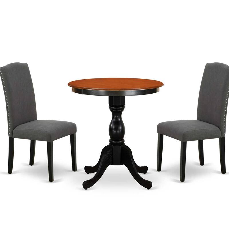3-Piece Black and Cherry Finish Solid Wood Top - Dining Room Set - Seats-4