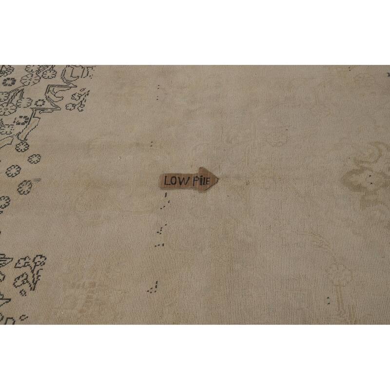 Distressed Tabriz Persian Vintage Rug Handmade Beige Wool Carpet - 8'0" x 11'6"