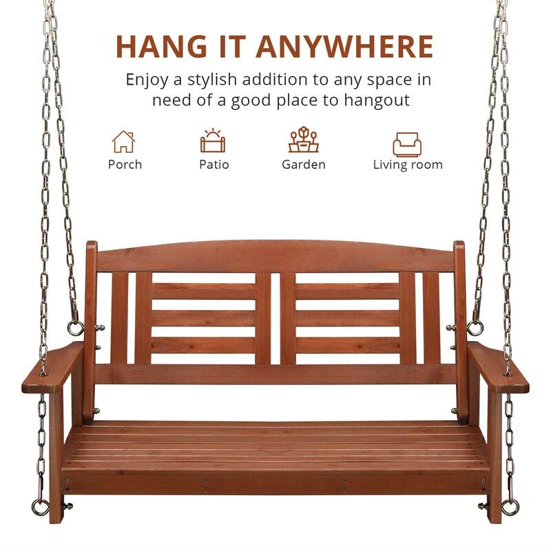 44 in 2-person Solid Wood Porch Swing - 44 in. W